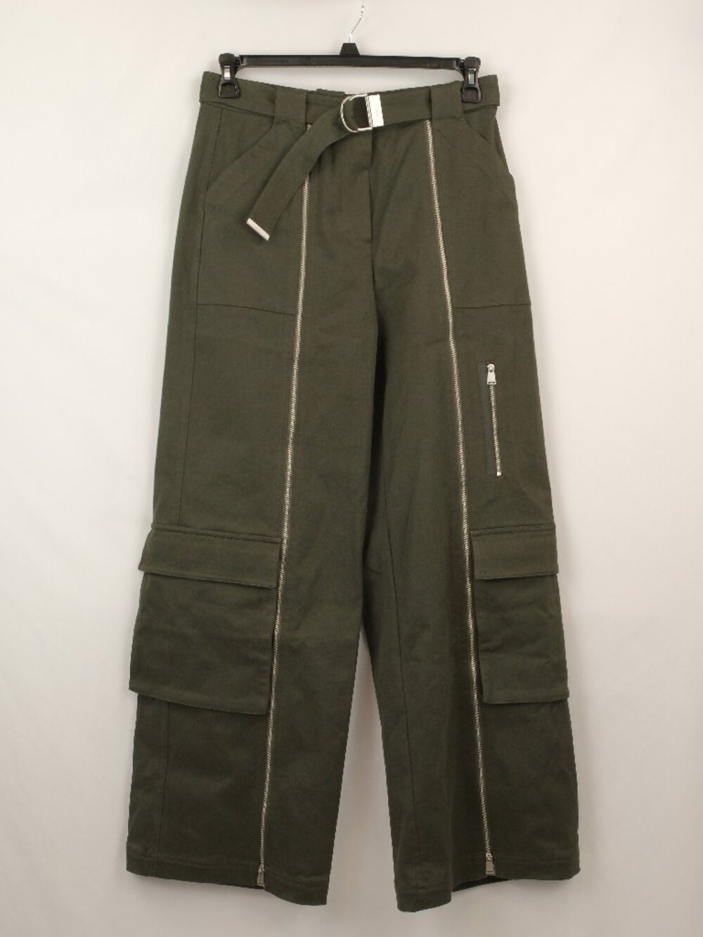 Simkhai Fabiana Belted Wide Leg Cargo Pants, Dark Khaki, US 8